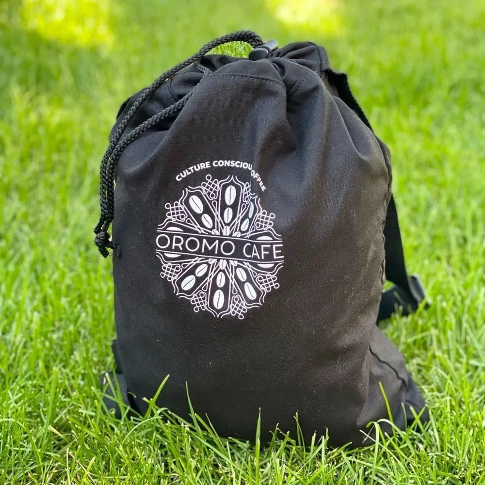 Oromo Cafe logo canvas backpack